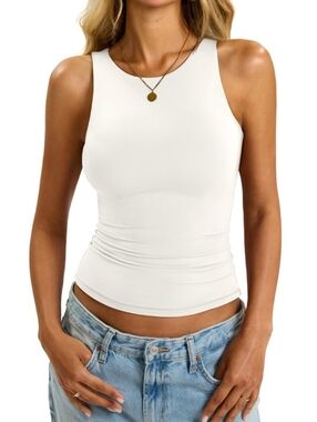 NWT EasyGala Padded Tank Tops Built in Bra Double Lined High Neck Shirt - Size S